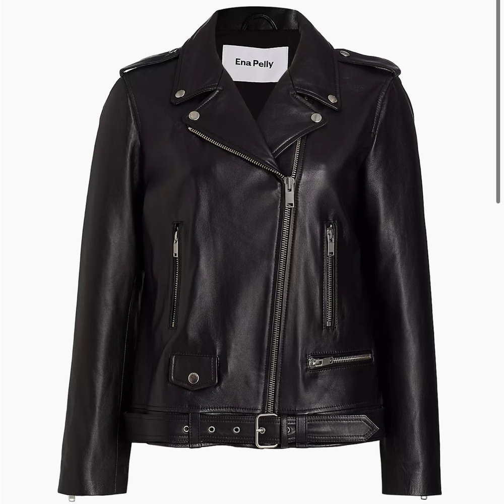 NWT ENA PELLY NEW YORKER OVERSIZED LEATHER JACKET SZ 2
